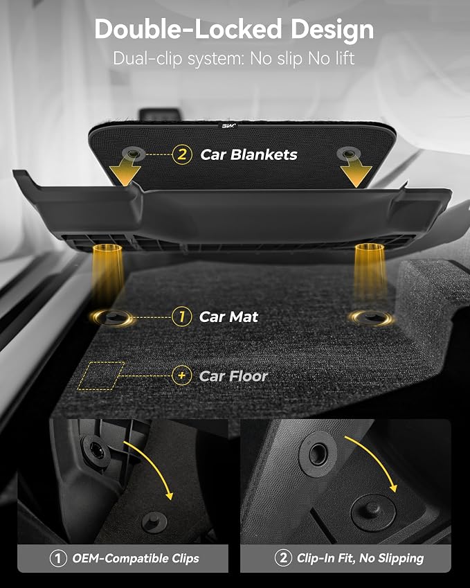 3W Floor Mats & Carpets (1st and 2nd Rows) Fit for Ford Bronco Sport 2021-2025 All Weather TPE Car Accessories Custom Fit Full Set Ford Bronco Sport Car Mats (Not for Bronco & Rubberized Floor)