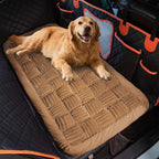 Dog Bed for Car Back Seat Soft Plush Backseat Pet Bed Mat Non-Slip Travel Pet Mat, Fuzzy Plaid Dog Seat Cover, Fit for Backseat Extenders and Trucks SUVs (Dark Brown, 54" x 24.8")