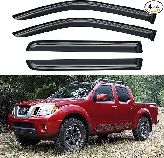 Window Visors Rain Guards for 2005-2021 Nissan Frontier Crew Cab, Window Vent Wind Deflectors Shades for 2009-2013 Suzuki Equator Crew