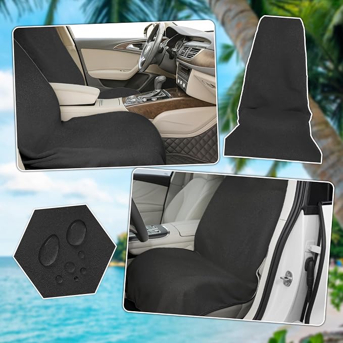 Car Seat Towel Cover After Gym, Car Seat Cover Towel – Sweatproof, Washable, Non-Slip Cover for Cars, SUVs (2 Pack, Black)