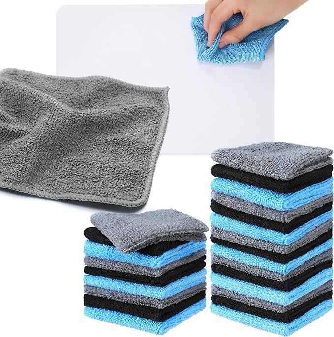 Cleaning Cloth Dry Erase Cloth Cleaning Rags Reasonable Kitchen Towels Microfiber Towels Cars Wash(6 x 6 Inch,Blue/Gray/Black,50 Pcs)