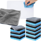 Cleaning Cloth Dry Erase Cloth Cleaning Rags Reasonable Kitchen Towels Microfiber Towels Cars Wash(6 x 6 Inch,Blue/Gray/Black,50 Pcs)