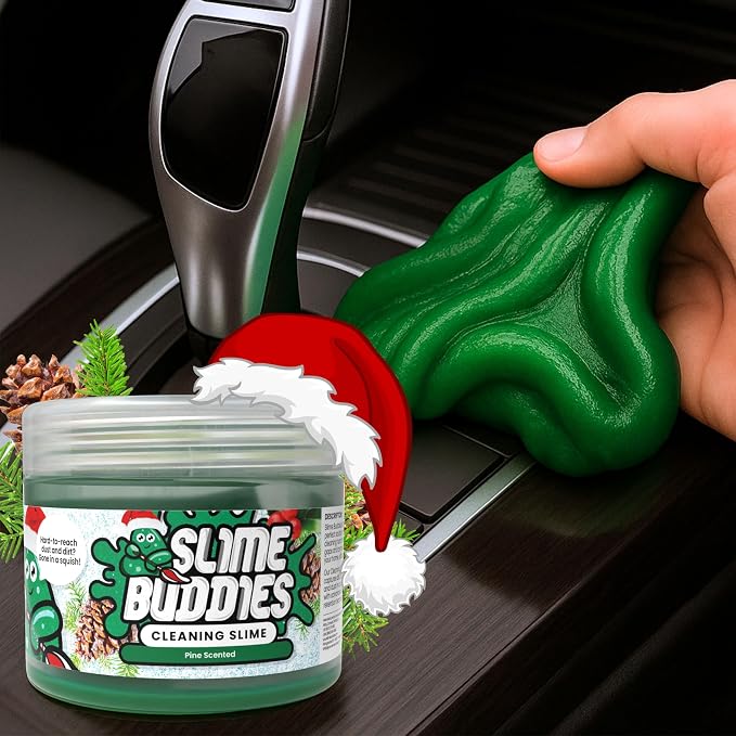 Car Cleaning Gel Putty - Pine Scented Interior Detailing Tool for Cup Holders, Air Vents & Keyboard - Reusable Auto Detailing Accessories - Dust Remover Goop