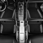 Waterproof Universal Car Floor Mats, Leopard Print Car Mats Fit for SUV,Vans,sedans, Trucks,Set of 4pcs Car Carpet with Driver Heel Pad and Nibs Backing, Leopard Car Accessories Gray Leopard