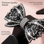 2 PCS Bling Car Seat Headrest Hooks, Crystal Rhinestone Bow Car Purse Hooks, Vehicle Seat Back Storage Hook for Handbag Purse Coat Grocery, Universal for SUV Truck Sedan (Black)