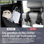 Leather Car headrest hook for purses and bags (Black Carbon fiber, 2pcs) | Leather wrap hook with Larger strap holder, friendly to your leather purse. Strong load up to 44lbs.