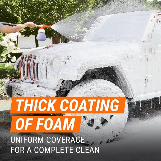 2-in-1 Foam Cannon Kit - Car Wash & Detail Cleaning Kit for Power Washers, Garden Hoses, Foam Applicator & Adaptor, Gifts for Men (Pack of 4)