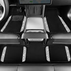 11 PCS Bling Diamond Car Mats Set for Women Girls, Sparkly Rhinestone Steering Wheel Cover, Waterproof Floor Mats Universal Fit for SUV,Vans,Sedans,Trucks Anti-Slip, Interior Sets Silver
