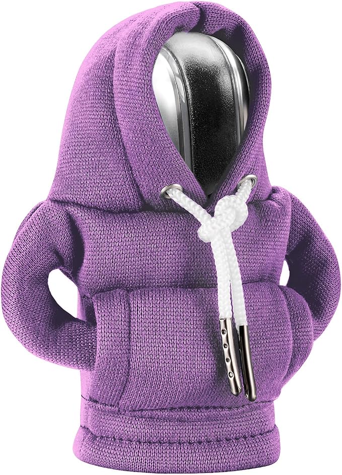 Gear Shift Hoodie, Universal Car Shift Knob Cover, Mini Hoodie for Shifter, Automotive Interior Cute Gadgets Car Accessories and Decorations Purple