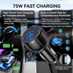 6 Ports 75W Fast Car Charger USB C & USB A,12V/24V Car Charger Adapter Cars Cigarette Lighter Chargers for Super/PD30W/PD/3.1A,12V/24V Cars Port Chargers for Phones,Tablets