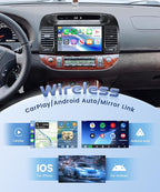 8 Core 4G+64G Qual-comm Snap-Dragon Chip Stereo for Toyota Camry 2000-2006 (Not Fit-J.B.L), Carplay Radio Android auto, 5GWiFi GPS, 9 inch IPS Touch Screen, Bluetooth 5.1 AHD Backup Camera