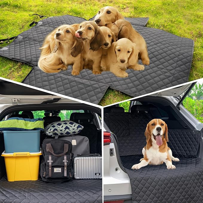 SUV Cargo Liner for Dog Car Seat Cover for Pet Dogs Waterproof Cargo Cover Dog Seat Mat for SUVs Sedans Vans with Bumper Flap Protector, Non-Slip, Black 70"x40"