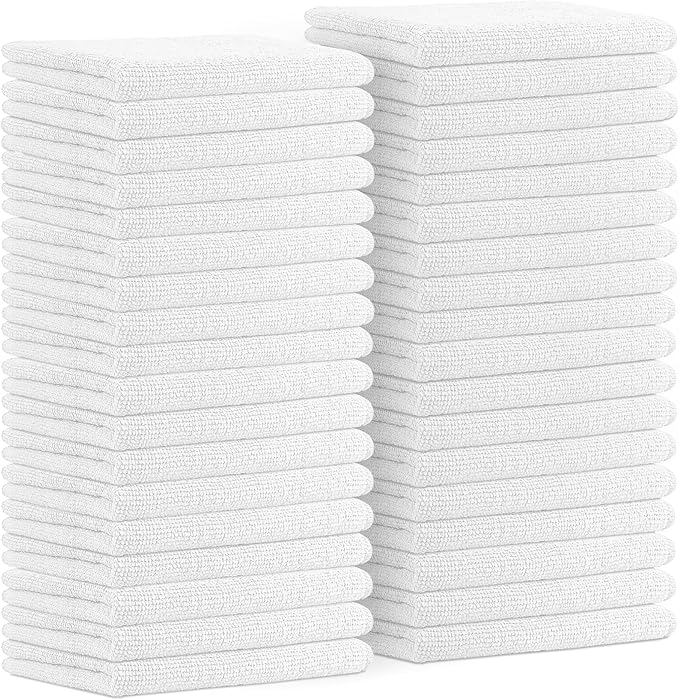 Microfiber Cleaning Cloths (Value Pack of 36) - Size 16 x 16 Inches, Highly Absorbent Cleaning Rags, Lint Free, Reusable and Washable, Microfiber Towels for Cars