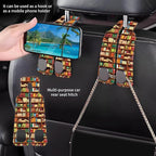 Car Headrest Purse Hanger Vintage Library Book Shelf 1 Pack Bag Purse Holder for Car Premium Leather Double Metal Hook for Handbags, Grocery Bags and Phones