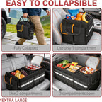 XL Heavy-Duty Trunk Organizer – Reinforced SUV & Truck Cargo Storage with 6 Adjustable Compartments, Trunk Organizer with Cooler, Collapsible Large Trunk Organizer for Car with Cover
