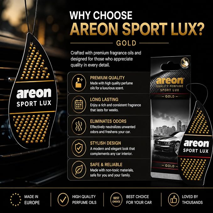SL-Gold-12 Sport LUX Cardboard Air Freshener, Gold, 12 Pack
