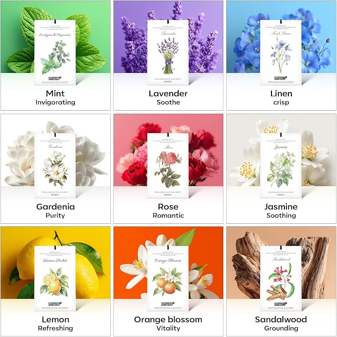 12 Pcs Rose Scented Sachets Long Lasting Room Air Freshener Odor Deodorizer Eliminating for Home Drawer Closet Clothes Storage