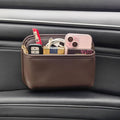 Driver's Car Storage Bag, Small Car Side Pocket Organizer for Car Seats, Doors and Consoles, PU Leather (Brown)