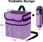 Car Trash Can Foldable Garbage Bin Leakproof 2.3 Gallons Car Trash Bag Purple