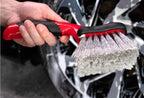 Car Wash Brush, Wheel and Fender Brush, Short Handle Tire Cleaner for Car Detailing, 10 Inch, Red/Black