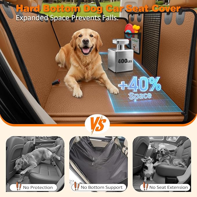 Dog Car Seat Cover for Pets 100% Waterproof Seat Cover Hammock 600D Heavy Duty Scratch Proof Nonslip Durable Soft Back Seat Covers for Cars Trucks and SUVs