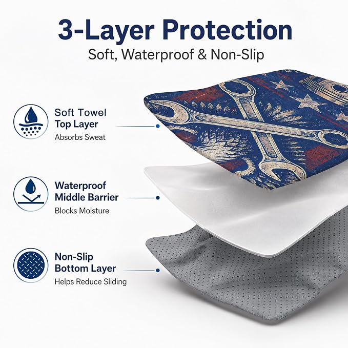 Car Seat Towel Cover 2 Pack for Front Seats, Sweat Absorbent Car Seat Protector with Non-Slip Backing, Waterproof Towel Car Seat Covers for Runners, Gym, Swimming, Beach, Eagle Gear