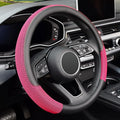 15 inch Steering Wheel Cover, Cooling Ice Silk Mesh with Microfiber Leather, Heat Resistant, Breathable, Anti-Slip, Summer Cool, Universal Fit, Black & Red