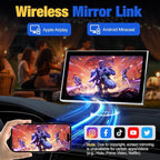 Carplay Screen for Car, 7 inch Wireless Carplay & Android Auto（Silver） | Portable Touchscreen car play with Mirror Link，Bluetooth，Voice Control，Map Navigation，FM Transmit，Plug-and-Play car stereo