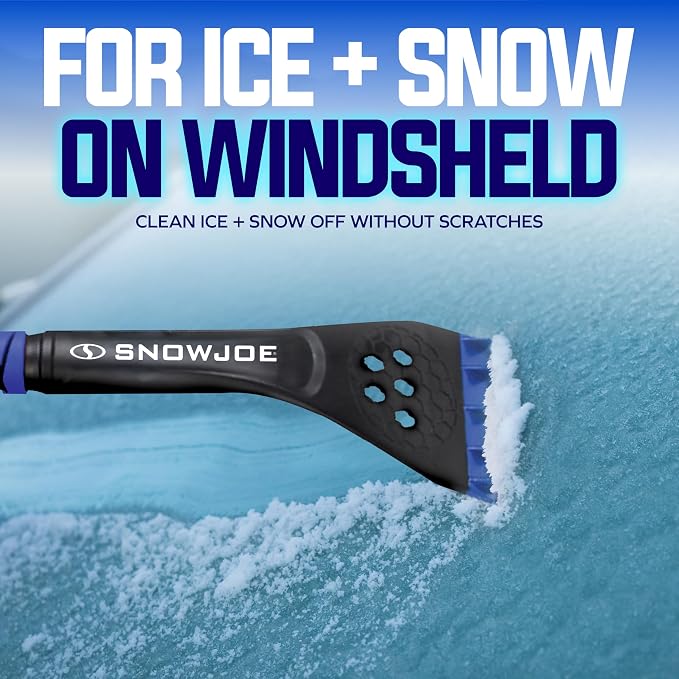2 Pack 42" Multi-Purpose Ice Scraper and Extendable Snow Brush for Cars with Foam Grip and 360-Degree Pivoting Brush Head, SJEG-SB42SHX2