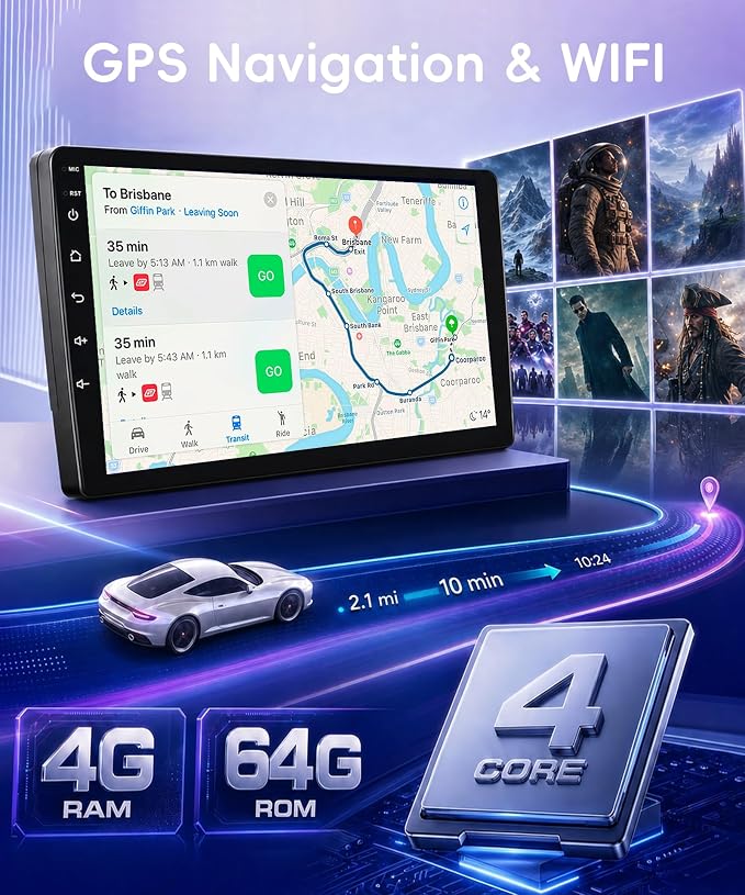 4G+64G Android 15 Car Stereo for Toyota Yaris Vios 2007-2014, 10.1" IPS Touch Screen Radio with Wireless Carplay Android Auto GPS Navigation/32 EQ/Bluetooth 5.0/5Ghz WiFi/AHD Backup Camera/SWC