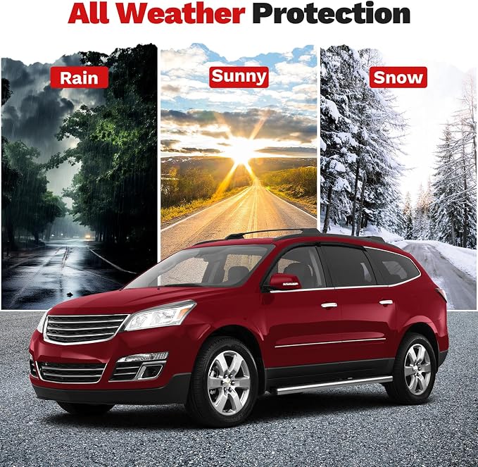 Traverse Rain Guards - Window Visors for Chevrolet Chevy Traverse 2009-2017, Outside-Mount Tape-On Side Window Wind Deflectors for Traverse Accessories, Vent Visors Shades Rainproof Black 4PCS
