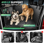 Heavy-Duty Dog Truck Seat Cover, Flat Solid Back Seat Extender for Multi Large Dogs, Hard Bottom Supports 450 lb, Waterproof Hammock Protector, XL for Full-Size Crew Cab Trucks & SUVs, Black