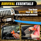 Car Emergency Kit with Jumper Cable, First Aid Kit Safety Assistance Tools for Travel Camping Outdoor Cars Truck SUV RV, Roadside Essentials with Flash Light