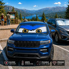 Car Windshield Sun Shade, Universal Fit Midsized Sedan SUV, Monster Blue | 63 x 31.5" Windshield Cover, Foldable Front Window Sunshade, UV Heat Protection, Cute Eyes Series