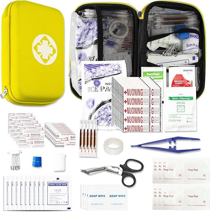 276PCS Hiking First Aid Kit for Home Personal Emergency Supplies Compact Bag for Backpack, First Aid Essentials Survival Kit for Business Travel Car Yellow