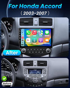 [8Core 4G+64G] Car Radio for Honda Accord 7th 2003-2007: 10.1'' HD Touch Screen Stereo with Wireless CarPlay Android Auto 5G WiFi Bluetooth GPS FM AM 36EQ DSP SWC 1080P Backup Camera