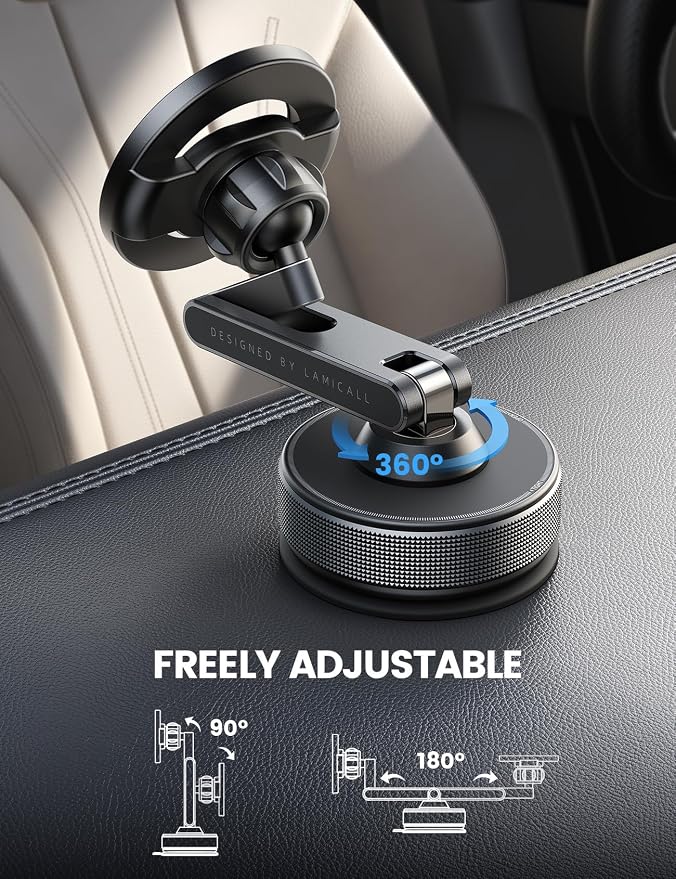 for Magsafe Car Mount - [Ultra Nano Gel & 70+LBS Vacuum Suction] 360° Magnetic Phone Holder for Car Suction Cup Phone Mount Dashboard Windshield Car Mount for iPhone 17 16 15 14 13 Pro Max