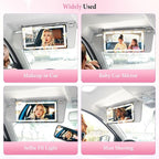 2PCS Car Sun Visor Vanity Mirror - Rechargeable Makeup Mirror with 60 LEDs, 3 Light Modes & Dimmable Touch Control for Cars, Trucks, SUVs, Car Interior Accessories for Women (White)
