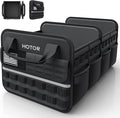 Tactical Car Trunk Organizer - Foldable Trunk Organizer for SUV with Front MOLLE Pocket & Reflective Strips, Essential Car Accessories for Tools & Outdoor Storage, 15.0" x 23.6" x 11.0", Black