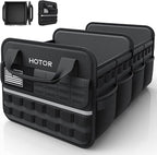 Tactical Car Trunk Organizer - Foldable Trunk Organizer for SUV with Front MOLLE Pocket & Reflective Strips, Essential Car Accessories for Tools & Outdoor Storage, 15.0" x 23.6" x 11.0", Black