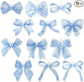 12Pcs Blue Coquette Bow Air Freshener Hanging, Light Blue Aesthetic Diffuser Ornaments Refresh Air Fragrant Pendant, Car Interior with Essential Oils Gift Set Long-Lasting for Car Accessories