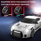 RC Drift Car, 1:24 Remote Control Car for Kids, 20KM/H 4WD High Speed RC Cars with LED Lights, Two Batteries, Extra Drifting Tires, Vehicle for Adults Boys Girls