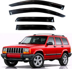 KPY Rain Guards Fit for 1984-2001 Jeep Cherokee 4-Door, Out-Channel Window Visors Vent Wind Deflectors 4PC, Car Accessories for 84-01 Cherokee 4-Door (Excludes Limited Model)