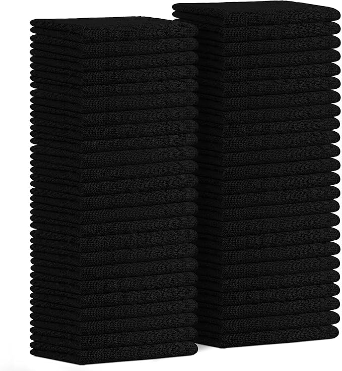 Microfiber Cleaning Cloths (Value Pack of 48) - Size 16 x 16 Inches, Highly Absorbent Cleaning Rags, Lint Free, Reusable and Washable, Microfiber Towels for Cars