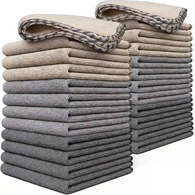 AllSwipe Multi-Purpose Microfiber Towels for Cars Microfiber Cleaning Cloth Multi Color Drying Towels Car Detailing for Wash Interior and Glass, 14 x 12 Inch - 24 Pack