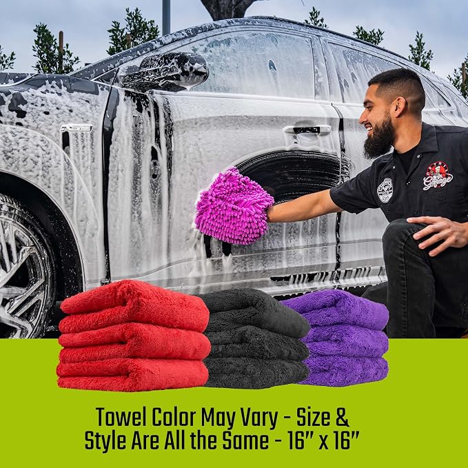 Car Cleaning Kit - with Car Wash Soap, Wheel Cleaner, Total Interior, Car Wash Mitt - Interior and Exterior Wash Kit with Vehicle Cleaning and Detailing Accessories - 7 Item Kit