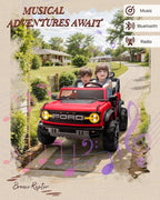 Ford Bronco 24V Ride on Toys for Boys & Girls, 2 Seater Kids Electric Car with Remote Control, Kids Ride on Truck with Rear Wheels Suspension, Led Lights, Safety Belt (24V, Red)
