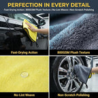 Microfiber Towels for Cars, 800GSM Car Drying Towel, Large Microfiber Cleaning Towels for Car Washing, Waxing, Buffing, Polishing, Scratch-Free Auto Detailing Towels, 6 Pack, 12 x 24 Inch
