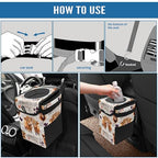 Cute Highland Cow Car Trash Can with Lid Collapsible Reusable Waterproof Car Garage Bag,Automotive Garbage Can,Car Accessories Interior Car Organizer