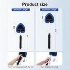 Windshield Cleaner Tool, Car Interior and Exterior Window Cleaning Kit with Extendable Handle & 4 Reusable Microfiber Pads, Auto Glass Wiper Brush Kit for Car & Home Windows (Blue)